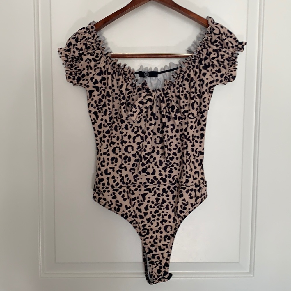 Misguided Leopard Print Milk Maid Thong Bodysuit